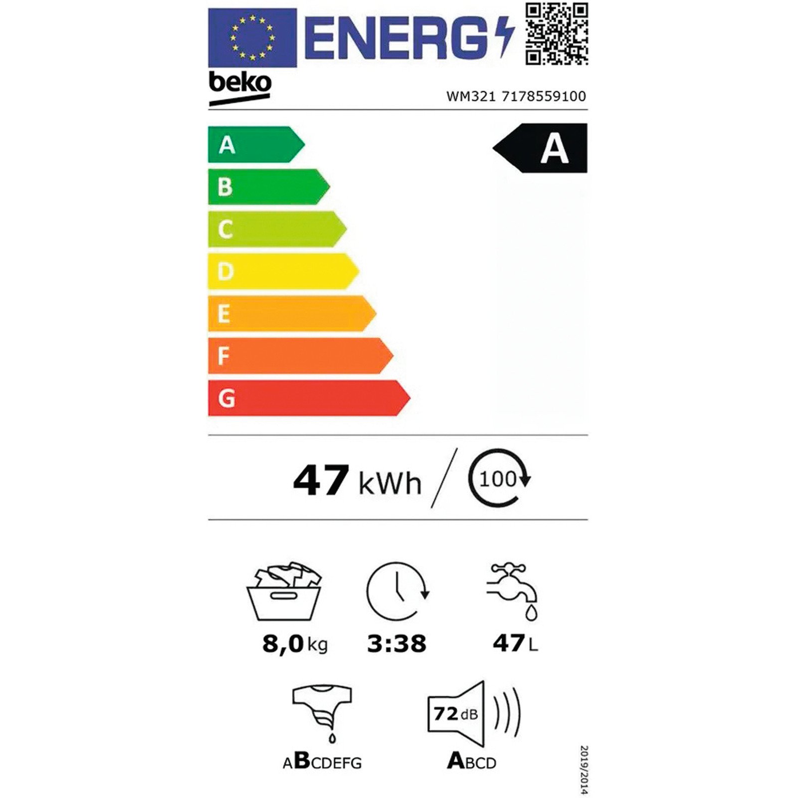 Beko Waschmaschine WM321, 8 kg links