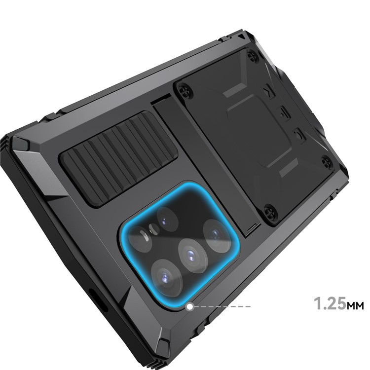 Samsung Galaxy S25 Ultra Hybrid Hardcase Hülle mit Kickstand Aufsteller   Displayschutzglas - Schwarz