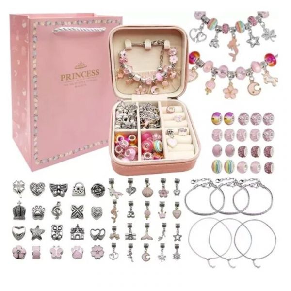 Kruzzel Kit de Criação de Pulseiras e Colares com Caixa e Saco de Oferta para Criança