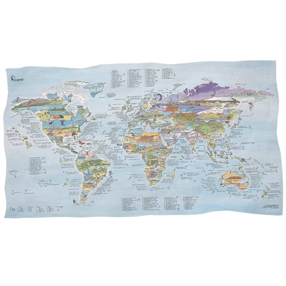 Mapas incríveis Mapa de kitesurf: Os melhores lugares do mundo toalha