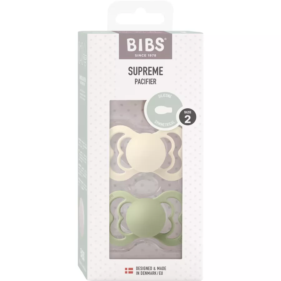 BIBS® Schnuller Supreme Ivory & Sage Silikon 6-36 Monate, 2 Stk.