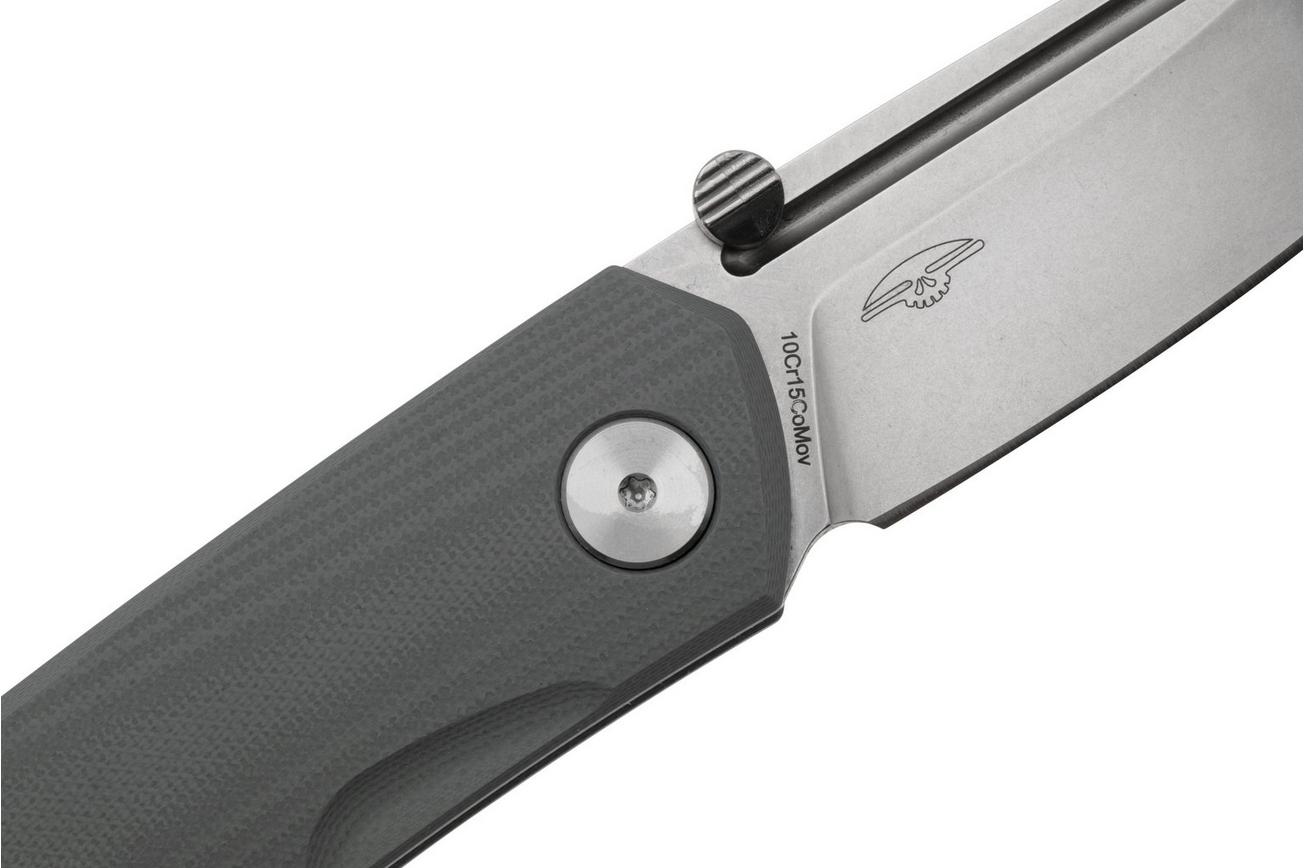 Real Steel Luna Maius 7091EG, 10Cr15CoMov, Gray G10, zakmes, Poltergeist design