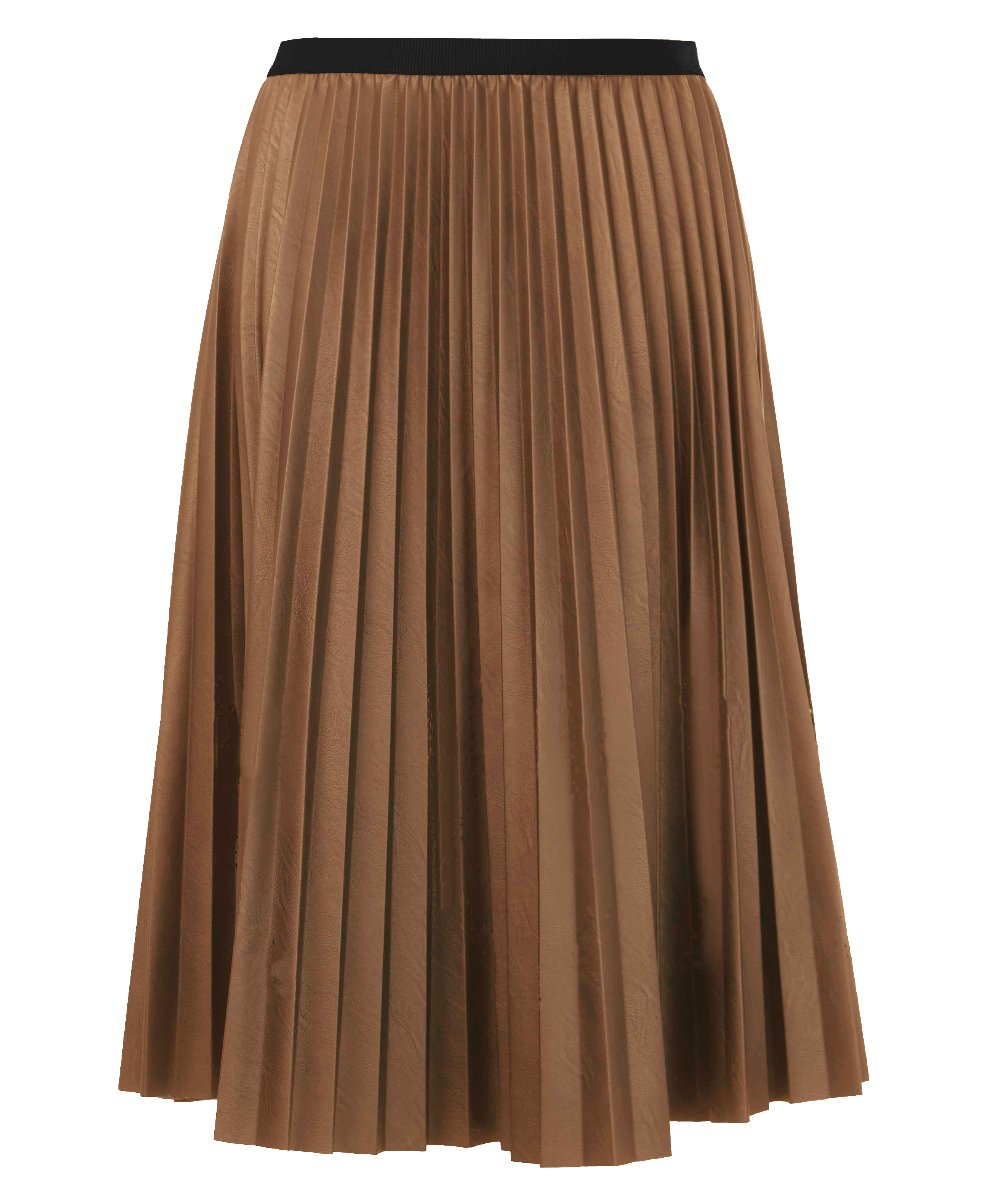 Jupe midi plissée et satinée| Marron