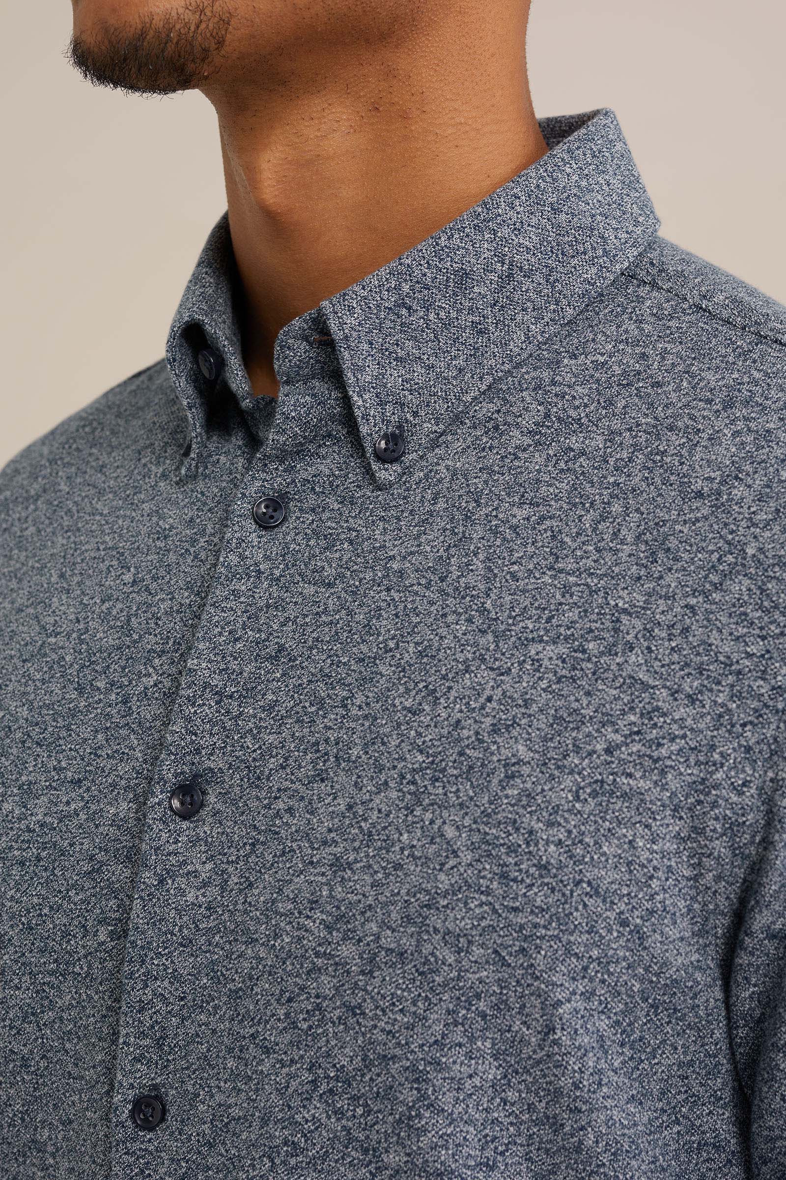 gebreid overhemd met structuur Van Gils Donkerblauw