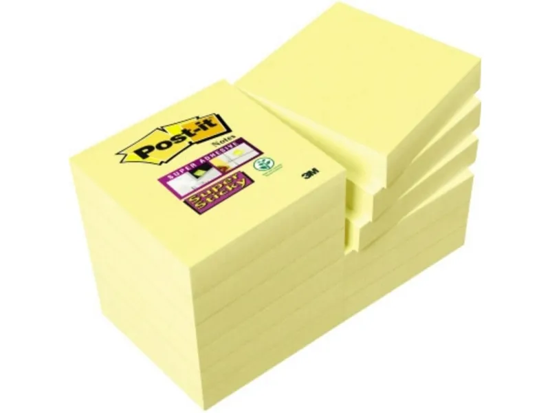Post-it® Super Sticky Notes Canary Yellow, gul, 12 blokke, 47,6 mm x 47,6 mm