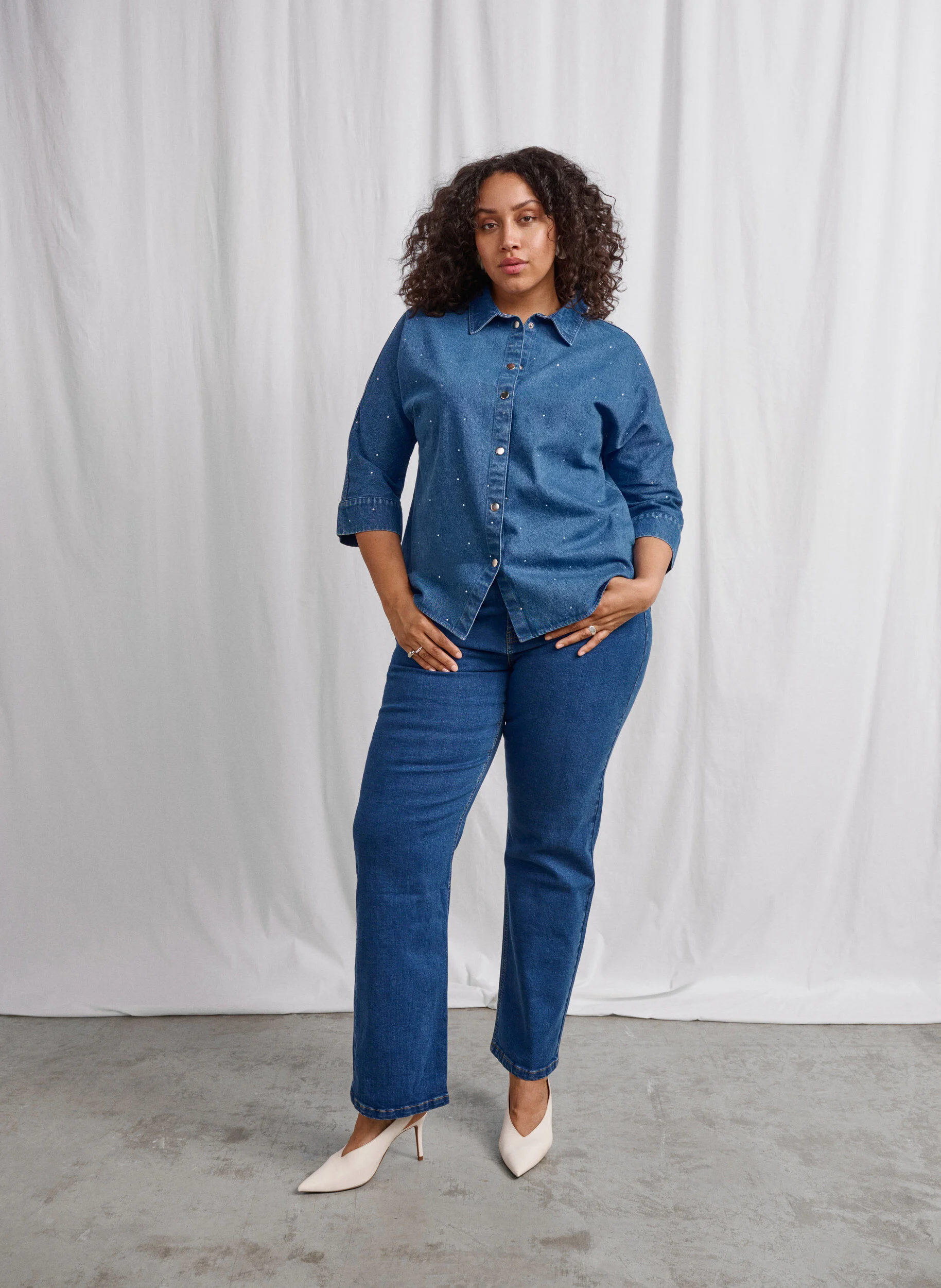 Højtaljede Gemma jeans med straight fit