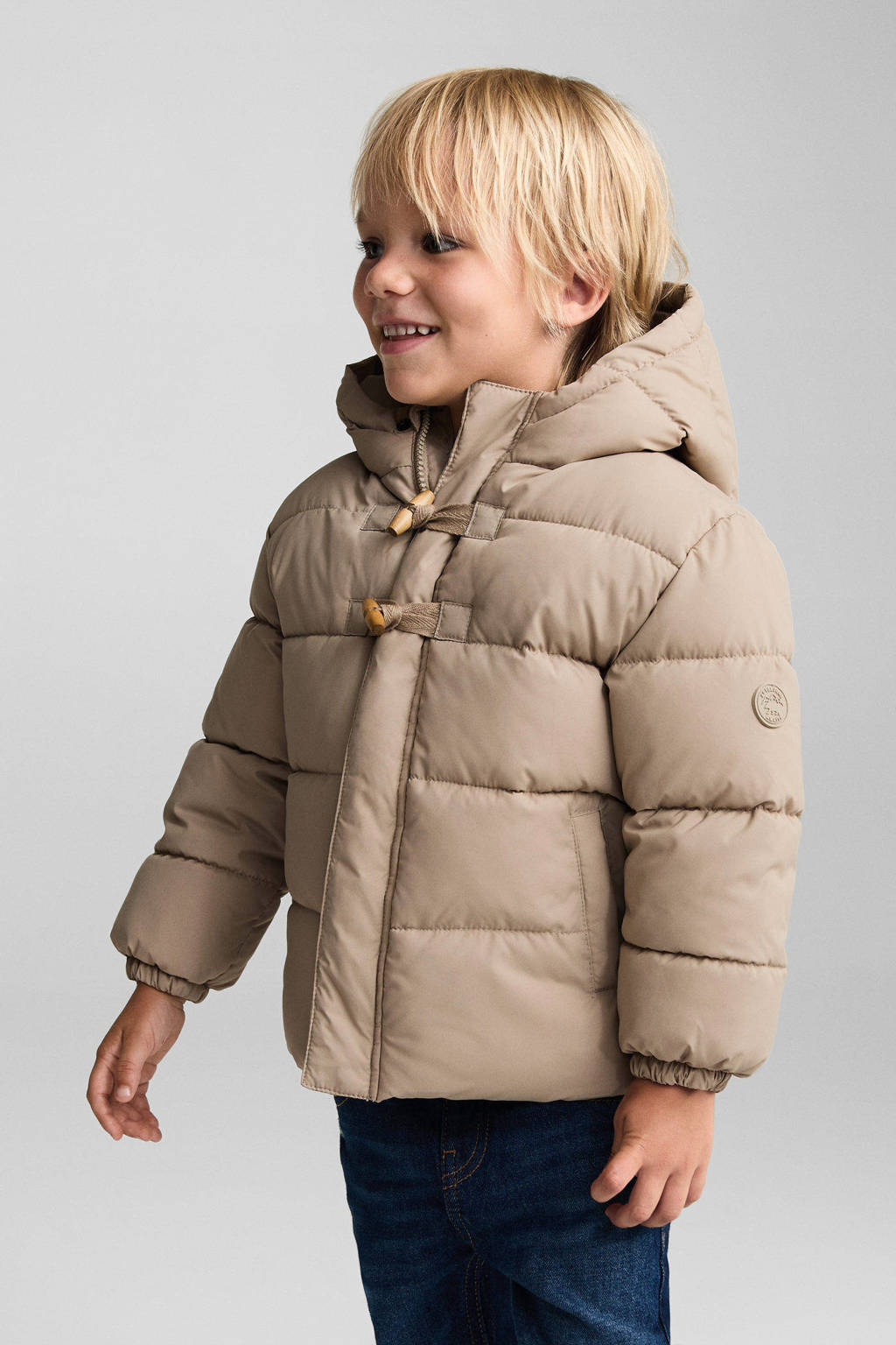 Mango Kids gewatteerde winterjas kaki