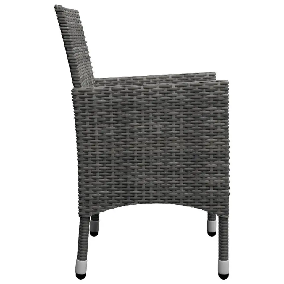 vidaXL - Bistroset - Grijs - Poly rattan en gehard glas - 3 stuks