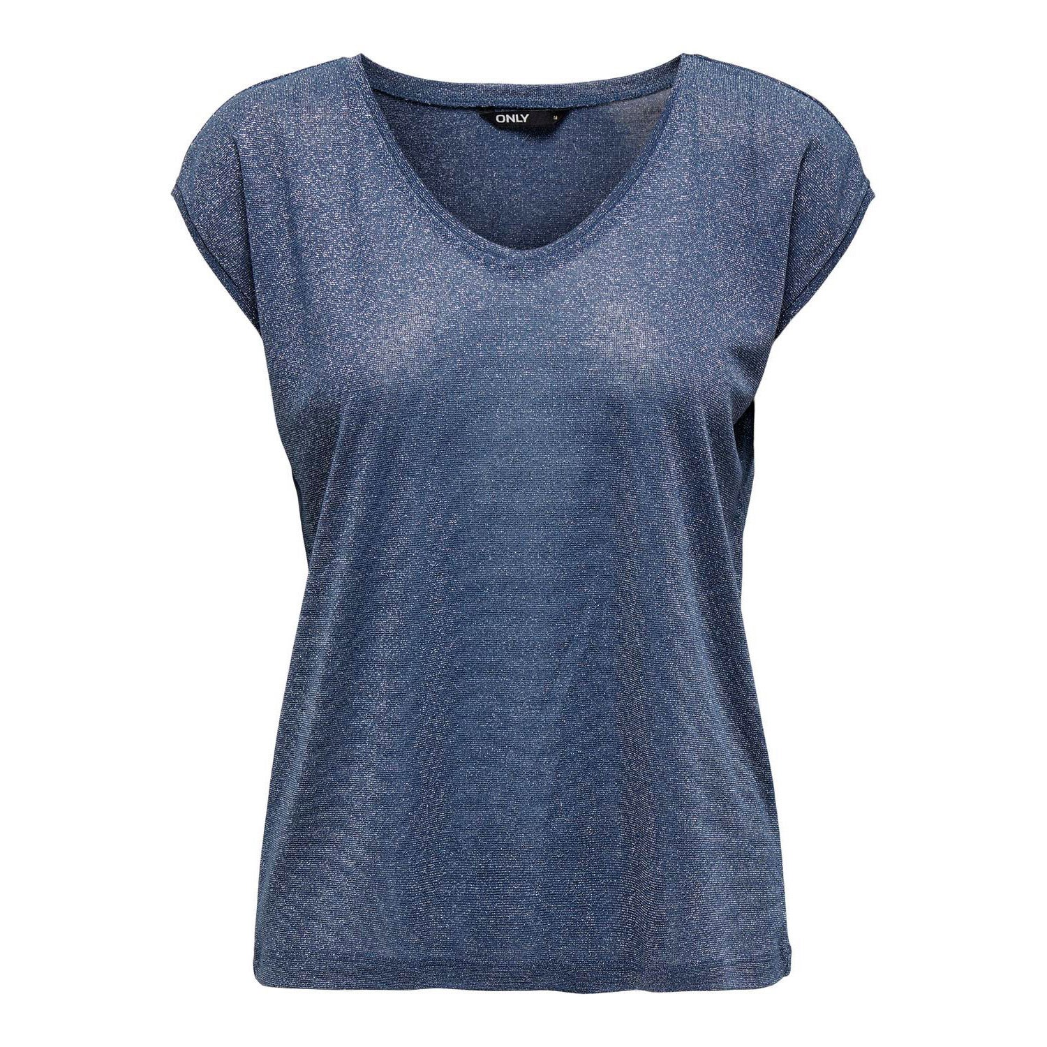 ONLY  Silvery Short Sleeve V-Neck