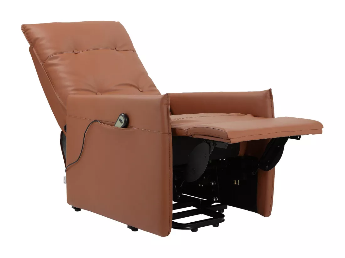 Marko | Fauteuil inclinable électrique et relevable en PU cognac