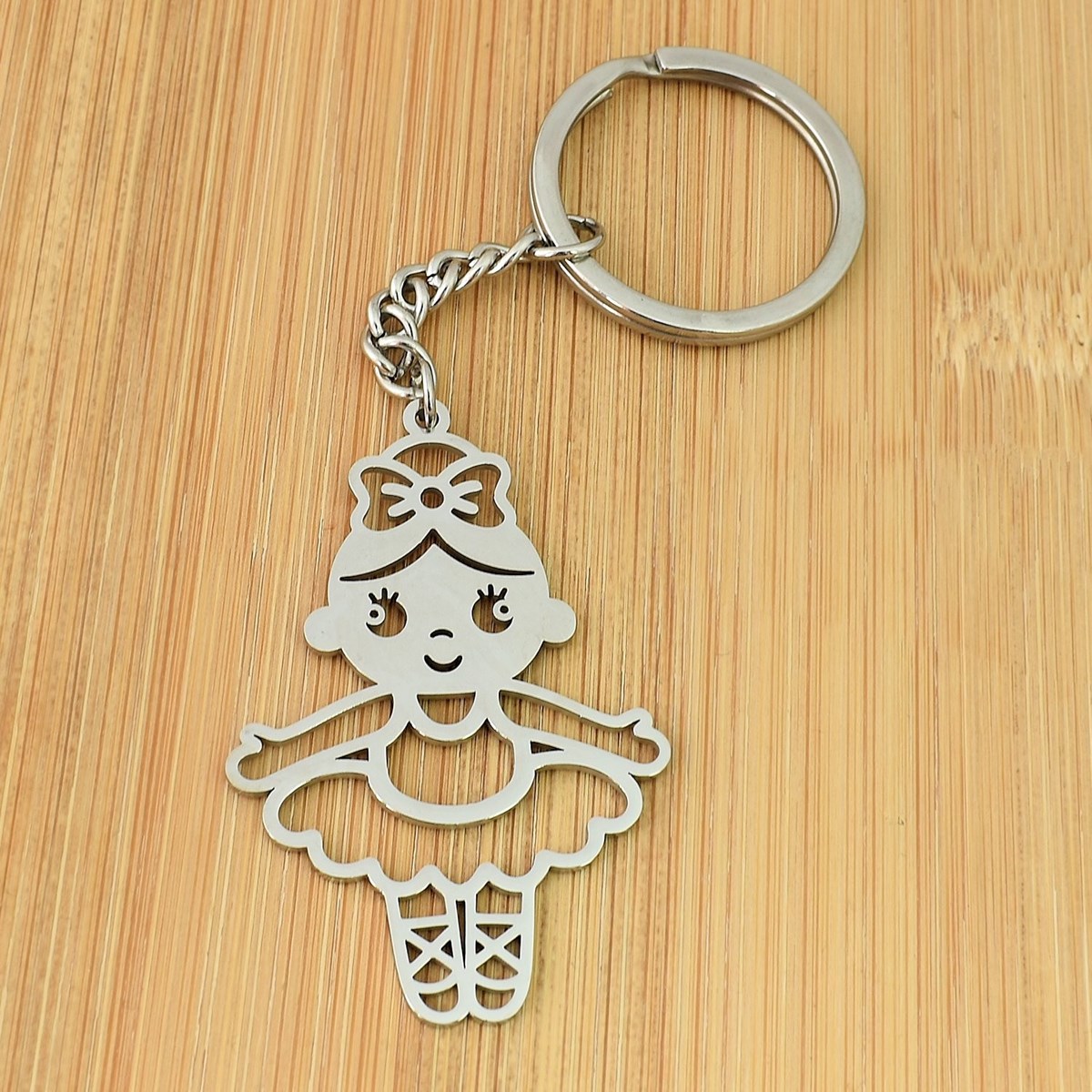 Porte-clés danseuse fille danse classique ballet acier inoxydable