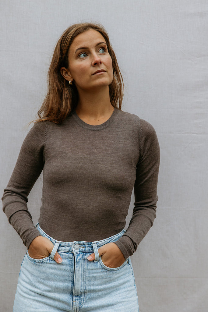 Tamra W, Uld Rib Bluse - Terre