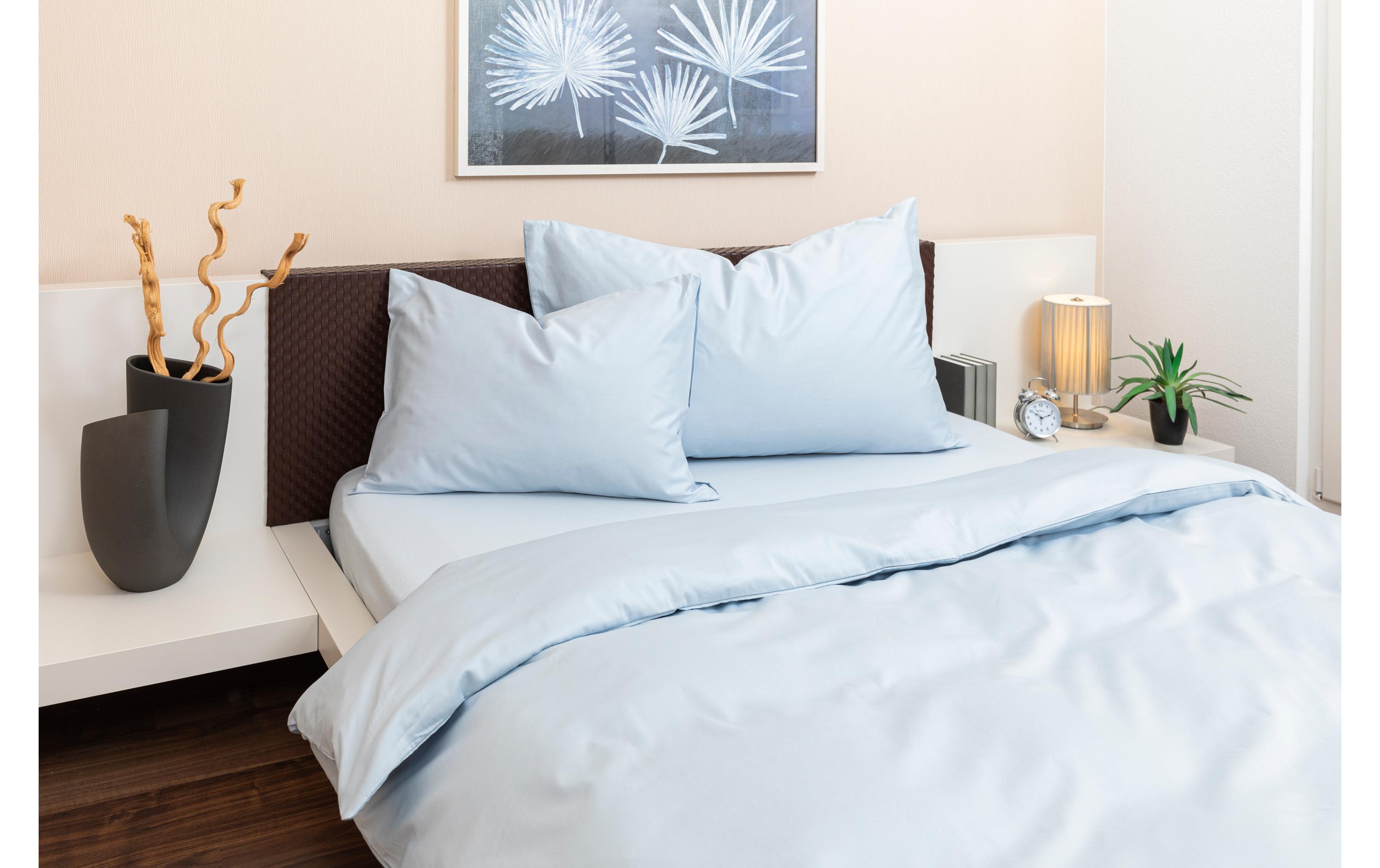 Duvetbezug Satin 160 x 210 cm, EisblauBettbezug aus reinem Baumwollsatin