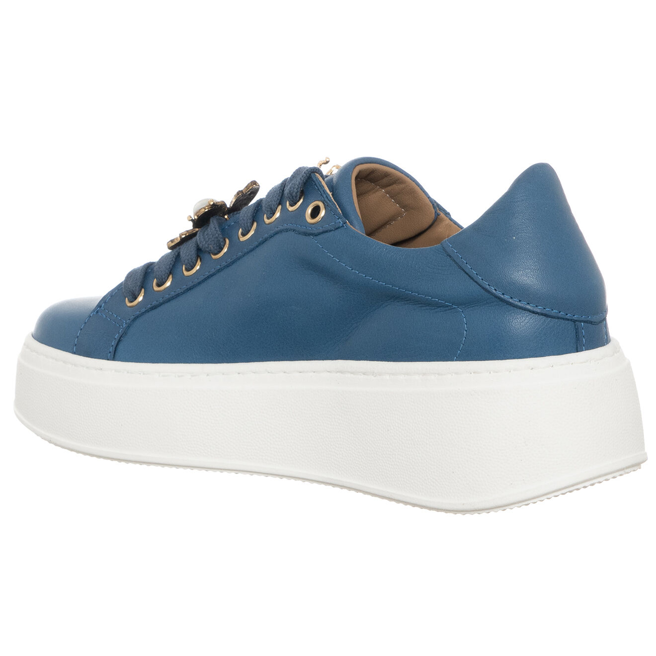 Loretta Pettinari Sneakers en Cuir Osta bleu/blanc