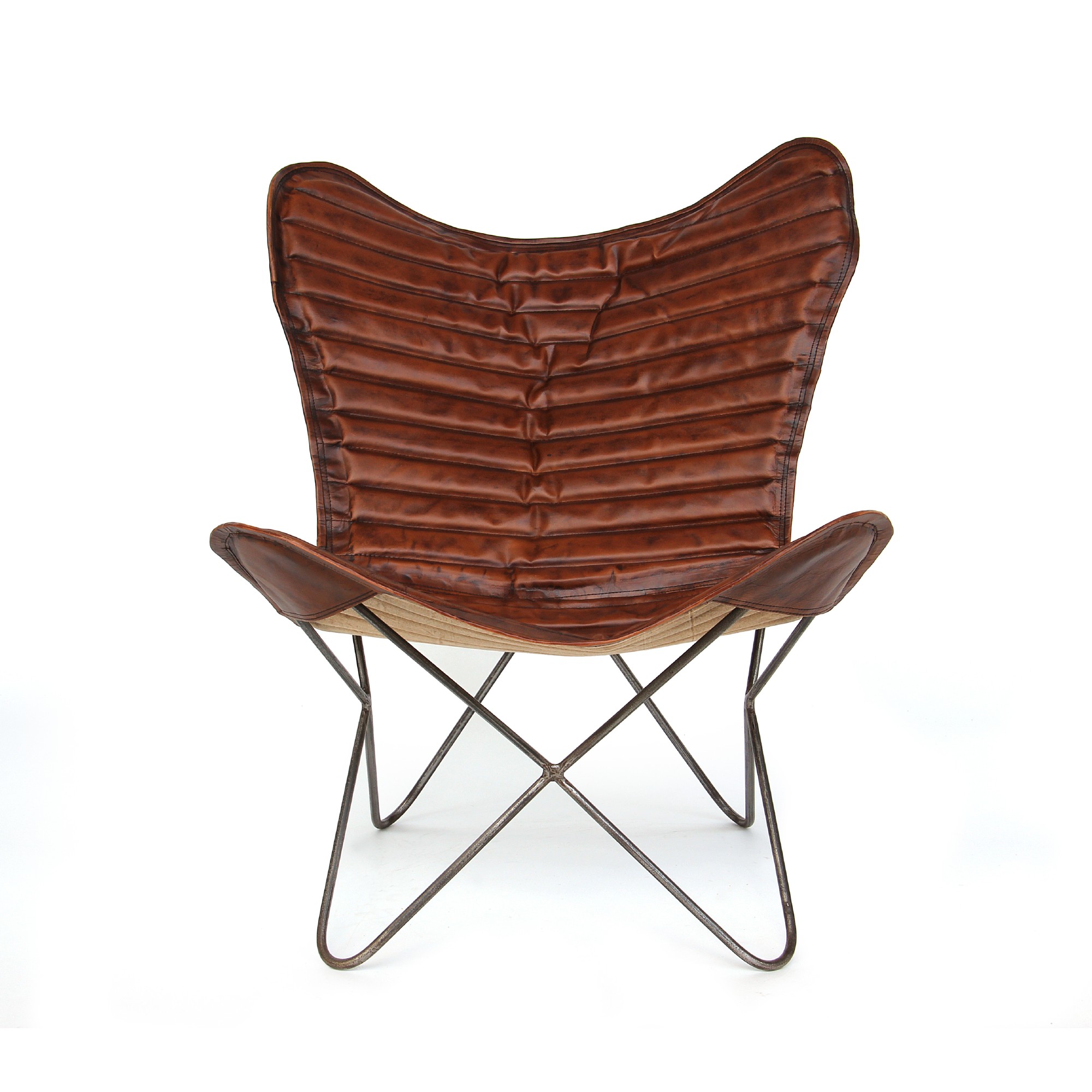 Lounger 'Steve', cognac, vernickelt, T 76 cm, B 76 cm, H 90 cm von fischer's lagerhaus
