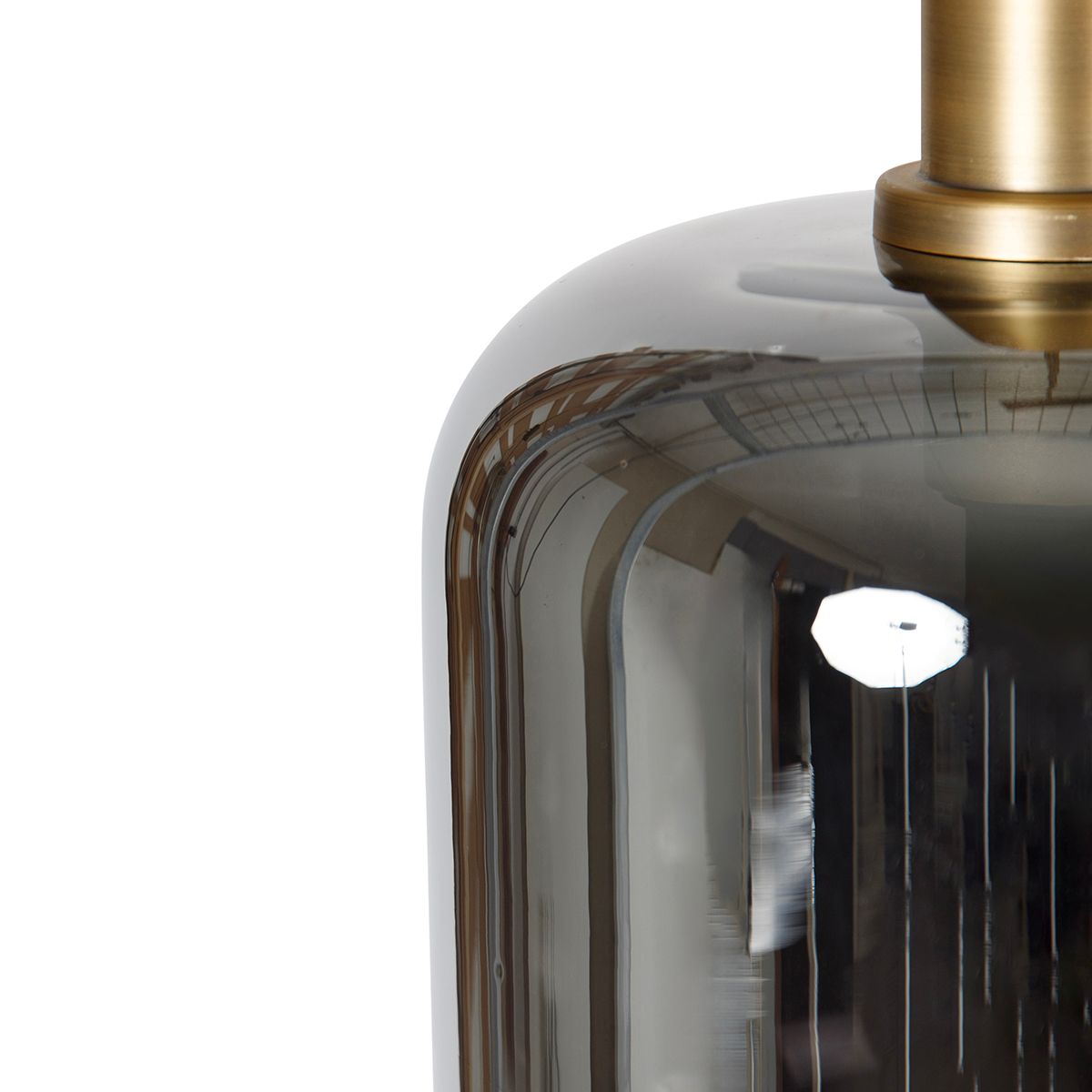 Hanglamp zwart met goud en smoke glas incl. 4 PUCC - Zuzanna