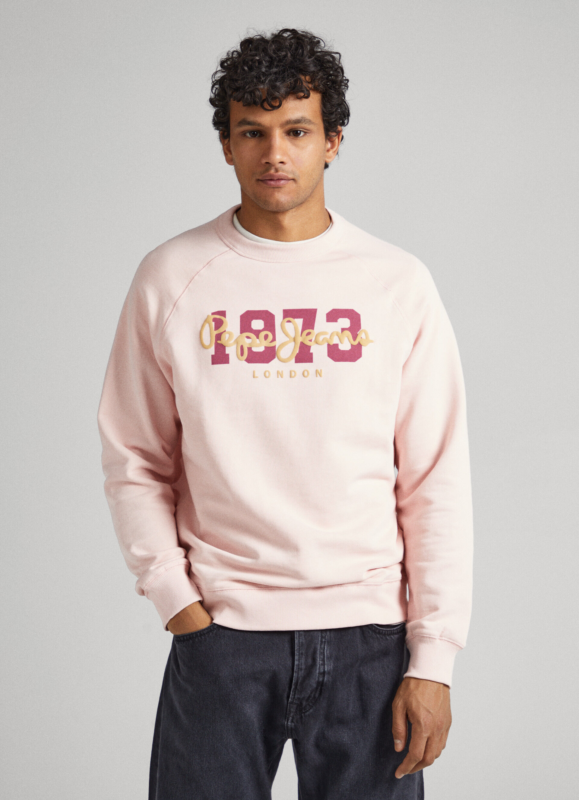 Moletom de algodão com logo estampado - rosa vibrante