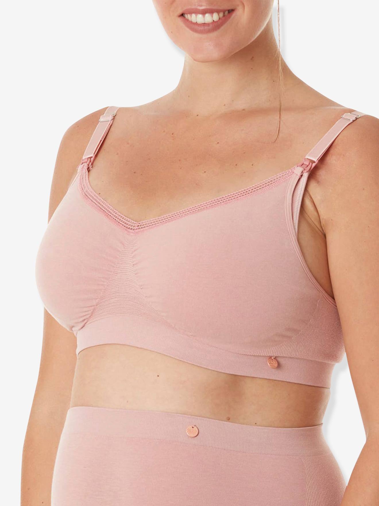 Top de amamentação e maternidade sem costura Organic Cache Coeur em branco claro liso