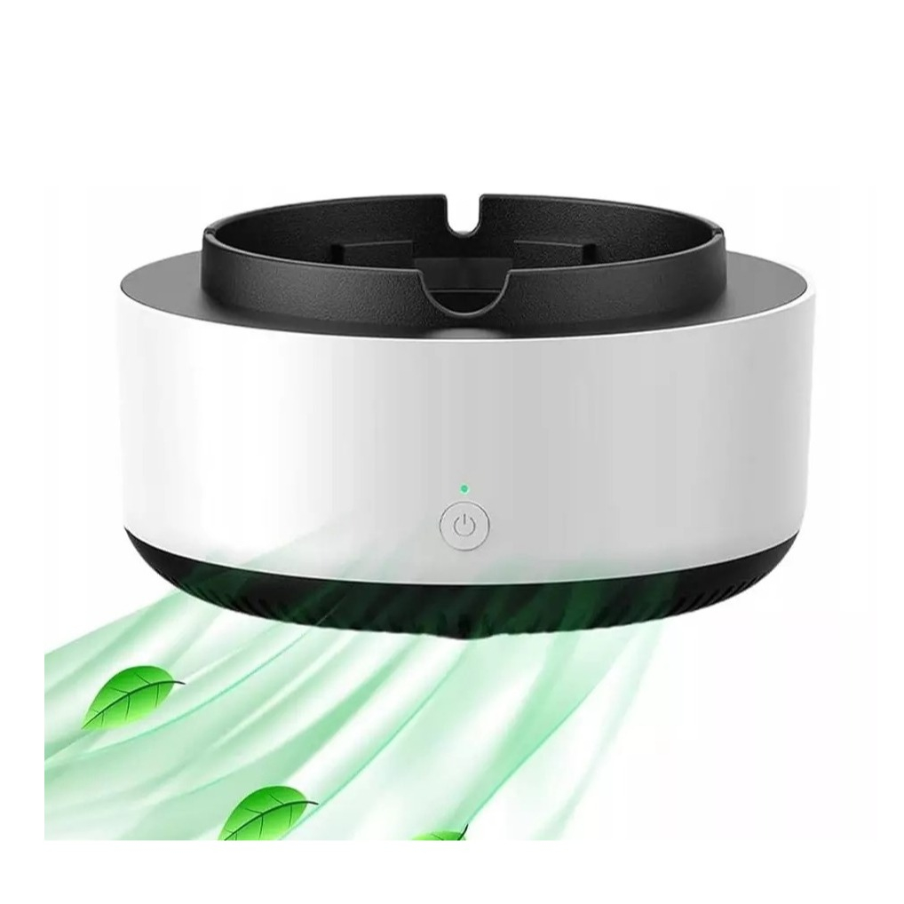 (Ø13.5cm) Elektrischer Aschenbecher Home Deko Rauchloser Aschenbecher mit Duft / Luftreinigung (Batteriebetrieben) - Schwarz / Weiss