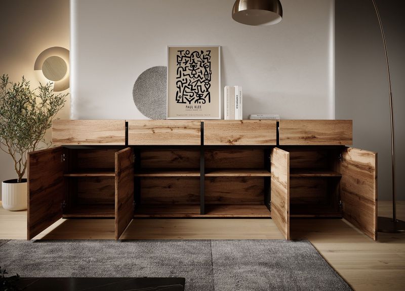 Dressoir Cainan - Eiken - Stevige Spaanplaat - 4 Lades - 4 Deuren