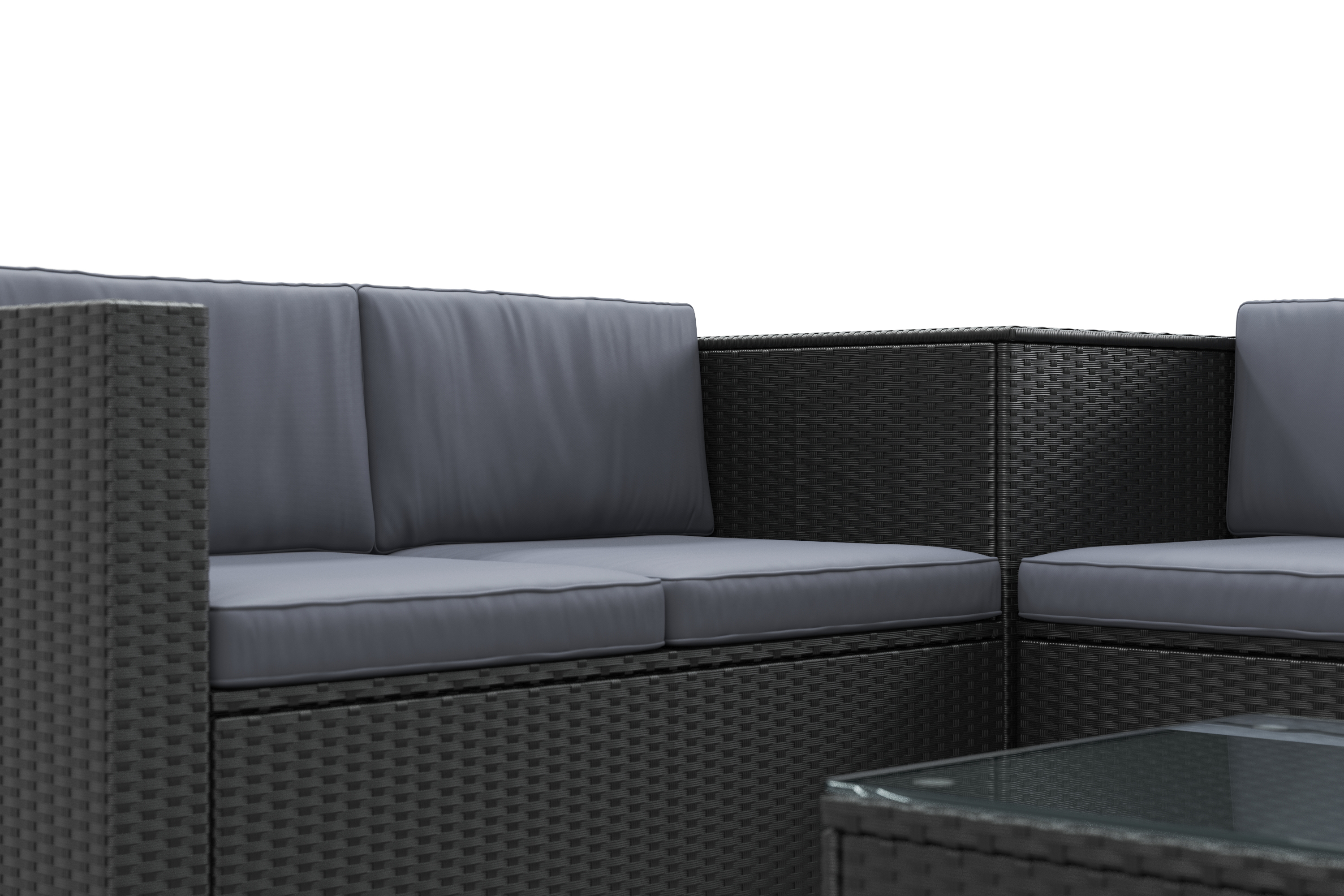 Rattanlounge SAN MARINO schwarz/anthrazit