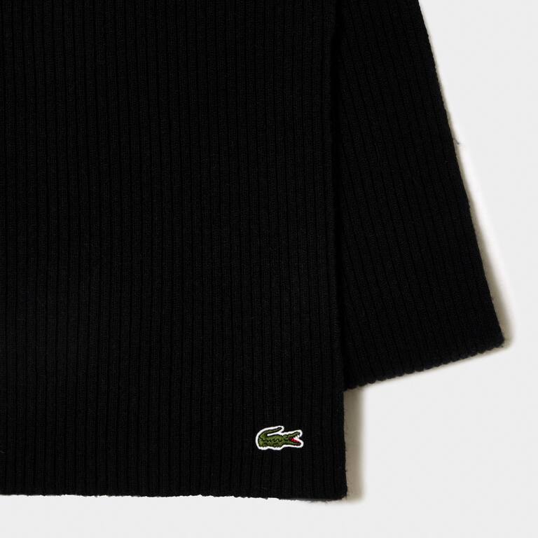 Écharpe unisexe Lacoste côtelée en laine Echarpes & Gants - Noir - Lacoste - Unisex