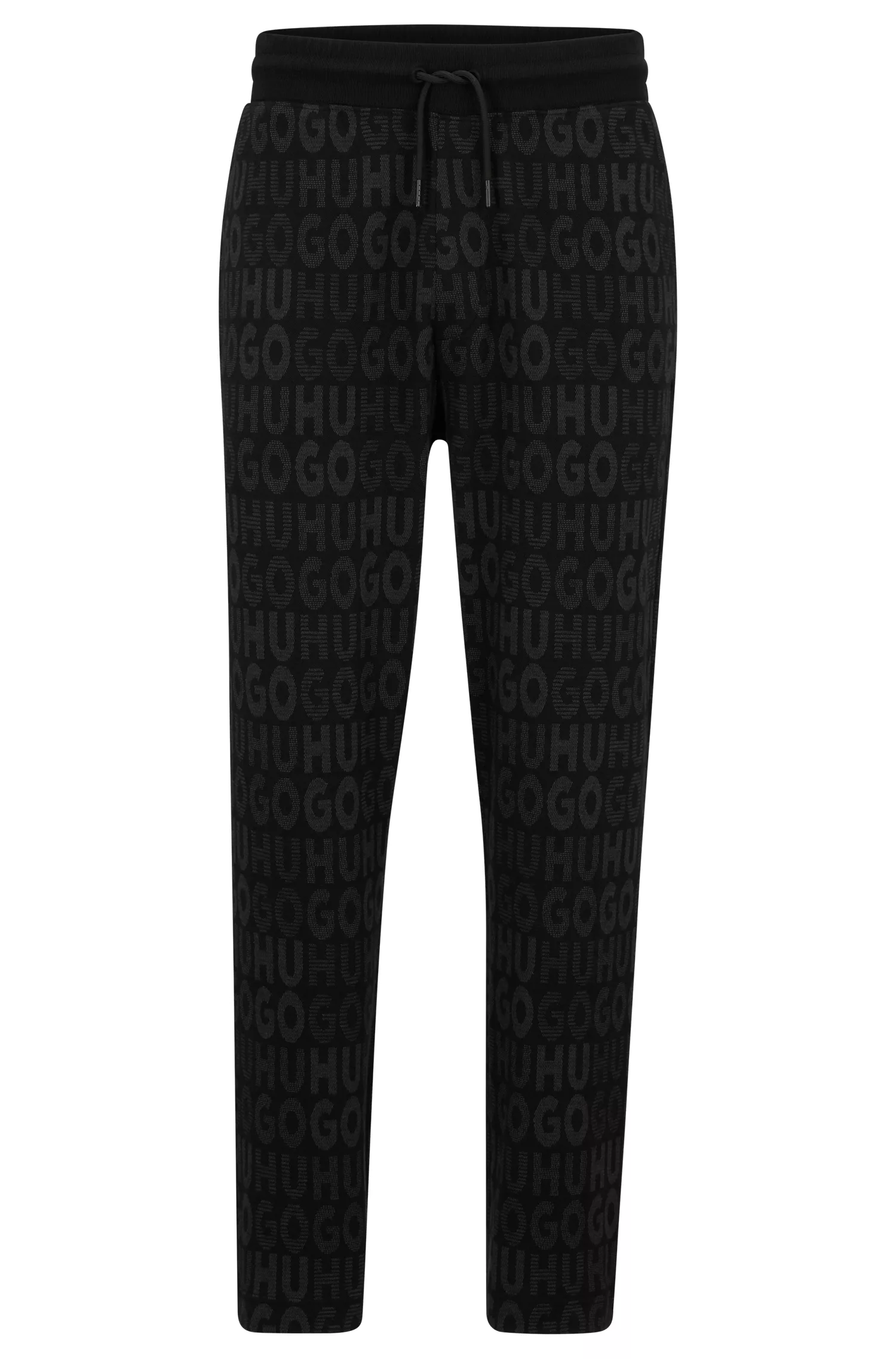 Calça de fato de treino HUGO em algodão vermelho com cintura ajustável por cordão e jacquard com monograma.