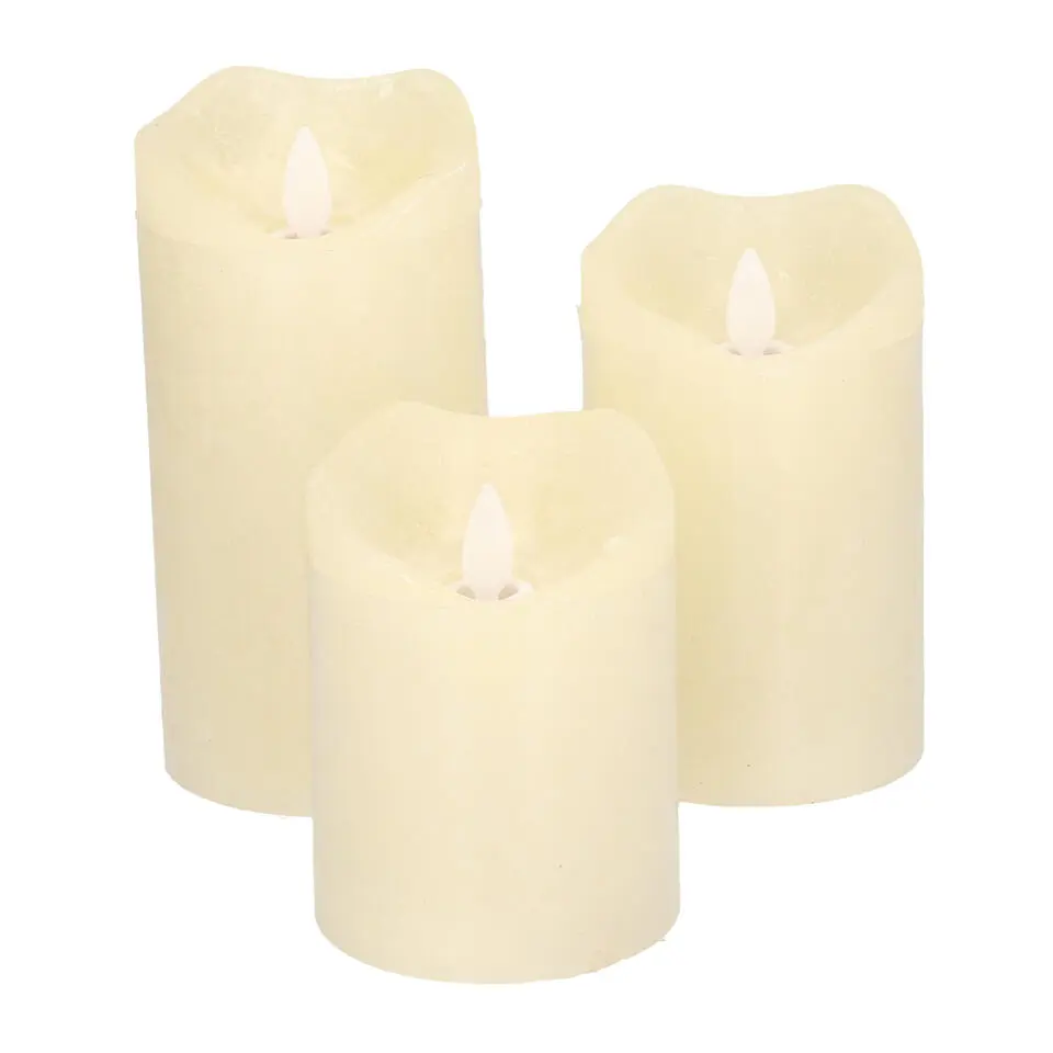 LED kaarsen/stompkaarsen - set van 3x - creme wit - wax - timer