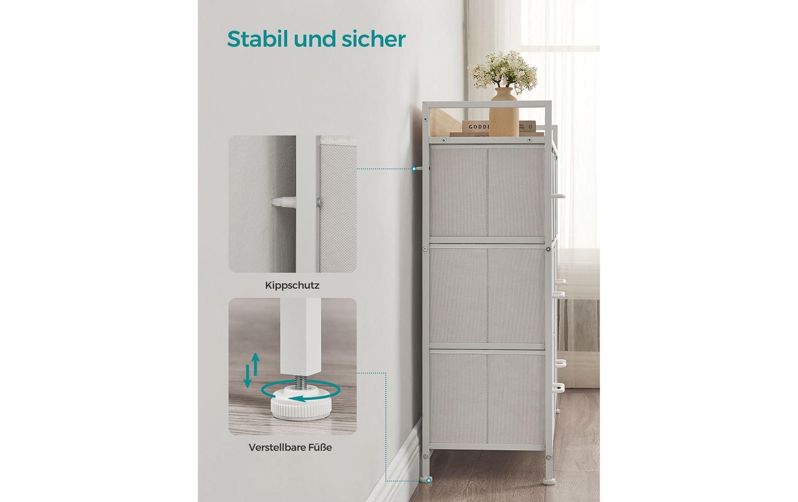 Kommode mit 7 Schubladen 98 x 85 cm, Weiss<br>Aufbewahrungsschrank