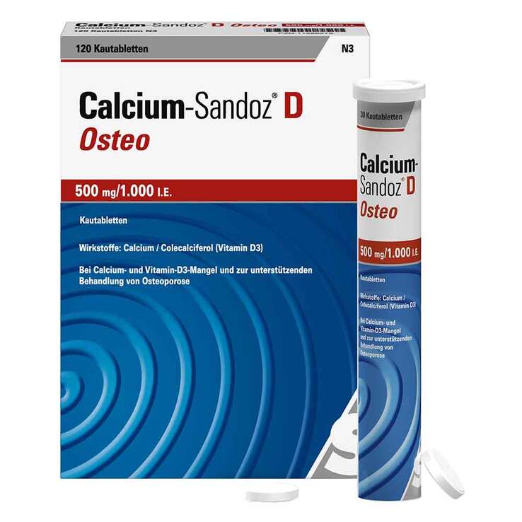 Calcium Sandoz D Osteo 500 mg / 1.000 I.E. Kautabletten , 120 St