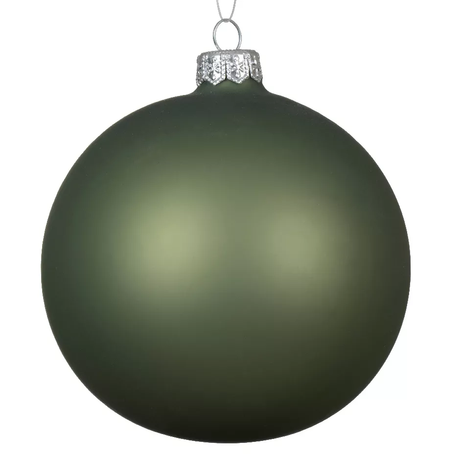 Lot de 4 boules de Noël en verre (D100 mm) Arctique mate Vert romarin