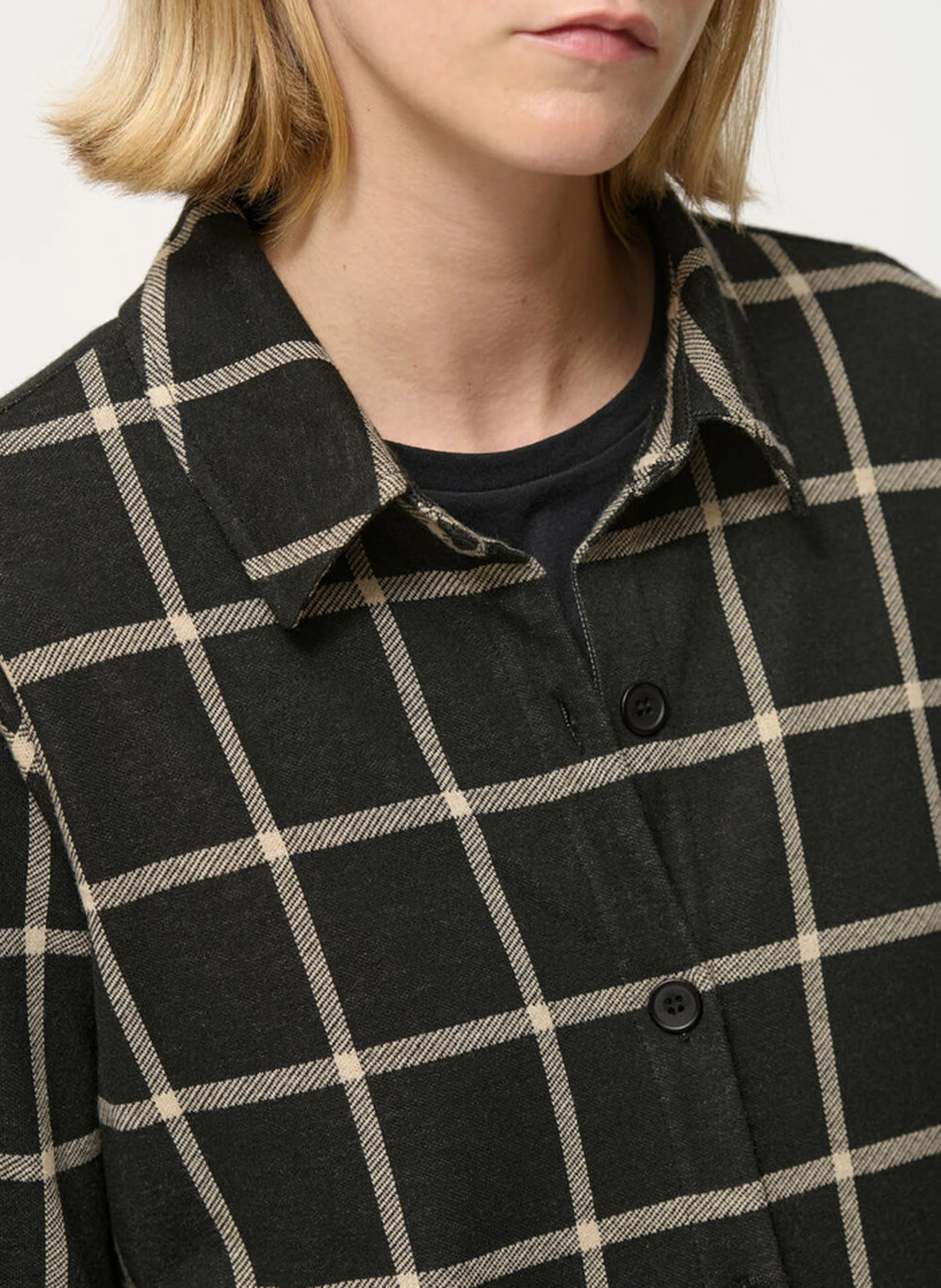 Chemise col classique à carreaux | Noir