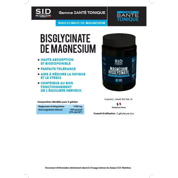 SID Nutrition - Tonic Health - Bisglicinato de Magnésio 60 cápsulas