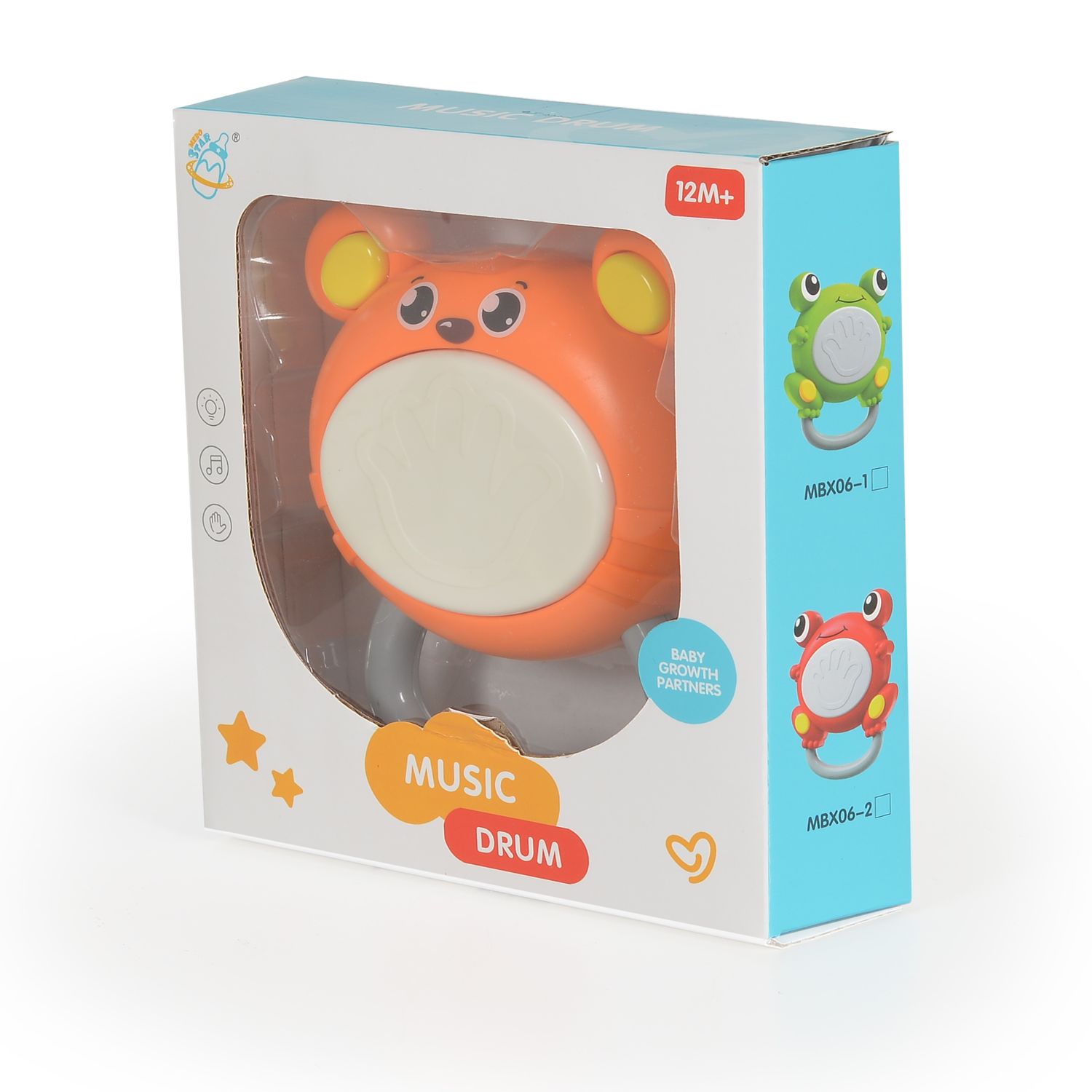 Moni Musikspielzeug Trommelbär MBX05-2, Musik, Trommelgeräusche, Tierstimmen orange