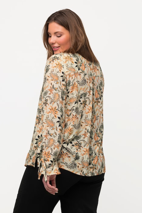 Bluse, Paisley, A-Linie, Stehkragen, Langarm