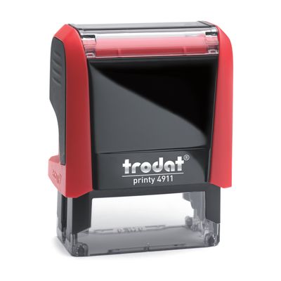 TRODAT Printy 4911 - Tampon personnalisable avec 3 lignes de texte - zone d'impression 38 X 14 MM - rouge