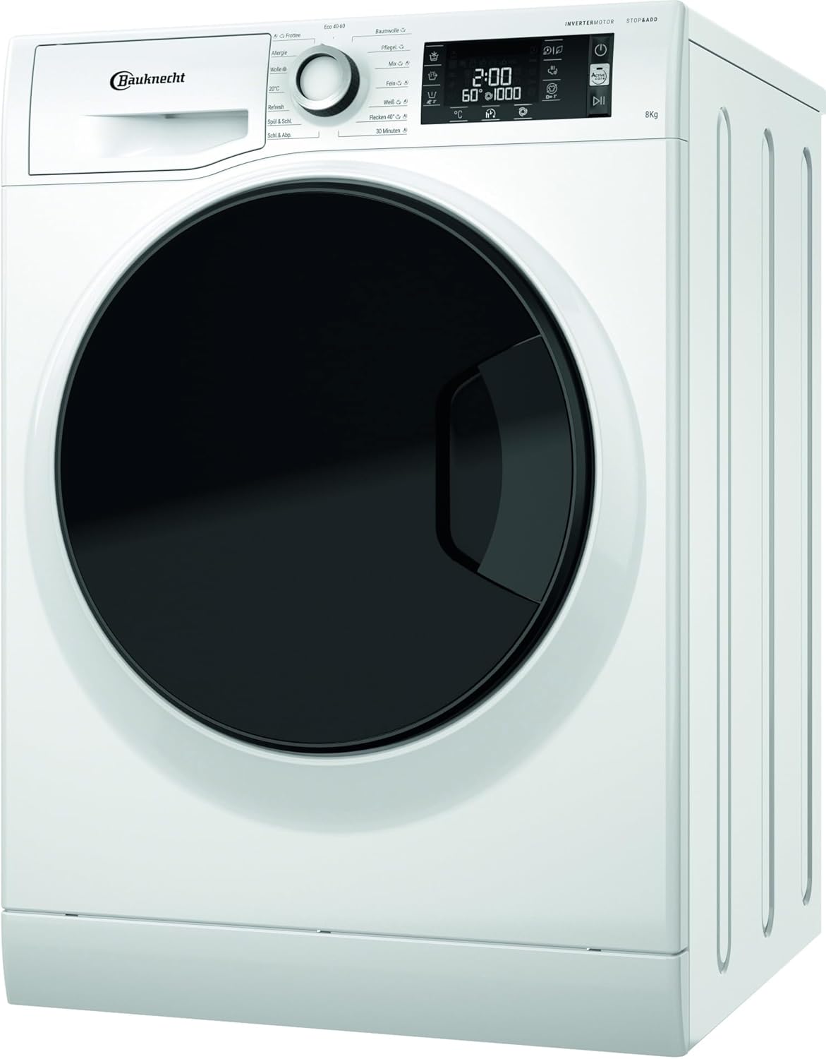 Bauknecht WM Elite 8AA Waschmaschine Frontlader/ 8kg/ Active Care Color+/ kraftvolle Fleckentfernung/Dampf Programme/Steam Hygiene Option/Steam Refresh/Stop&Add Funktion/Dynamic Inverter-Motor/Weiß