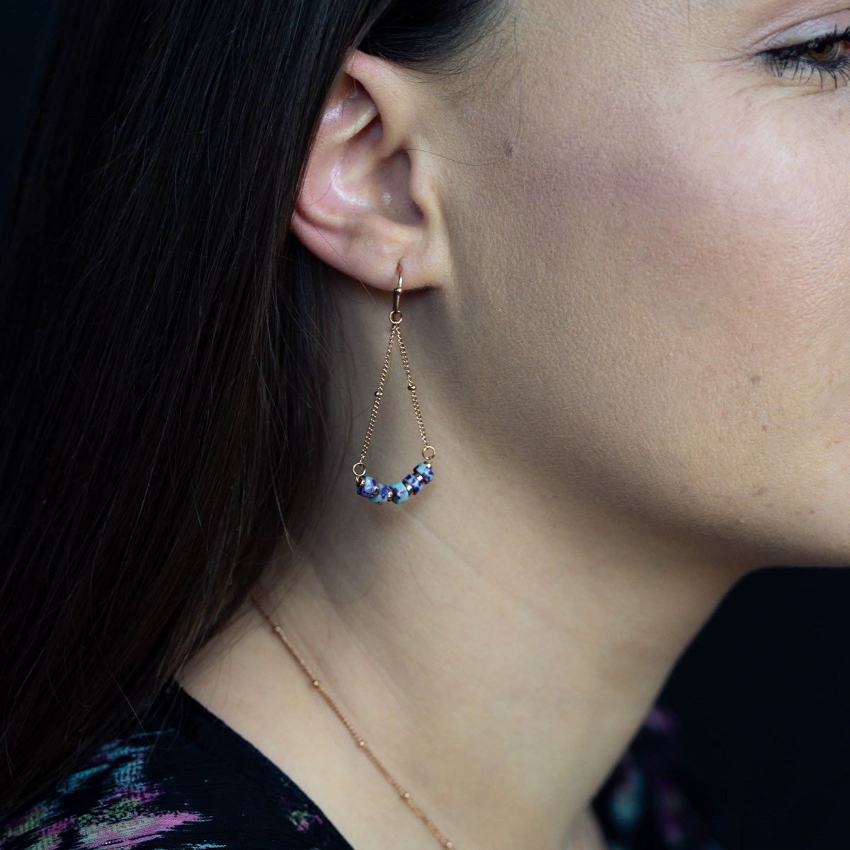 Collier, bracelet et boucles d'oreilles Piana en pierres Jaspe