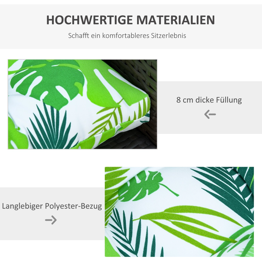 Outsunny Sitzkissen im 2er Set grün gestreift