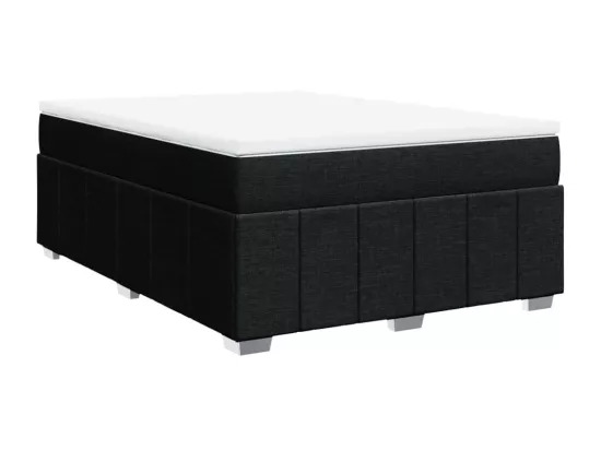 Sommier à lattes de lit avec matelas Noir 140x190 cm Tissu