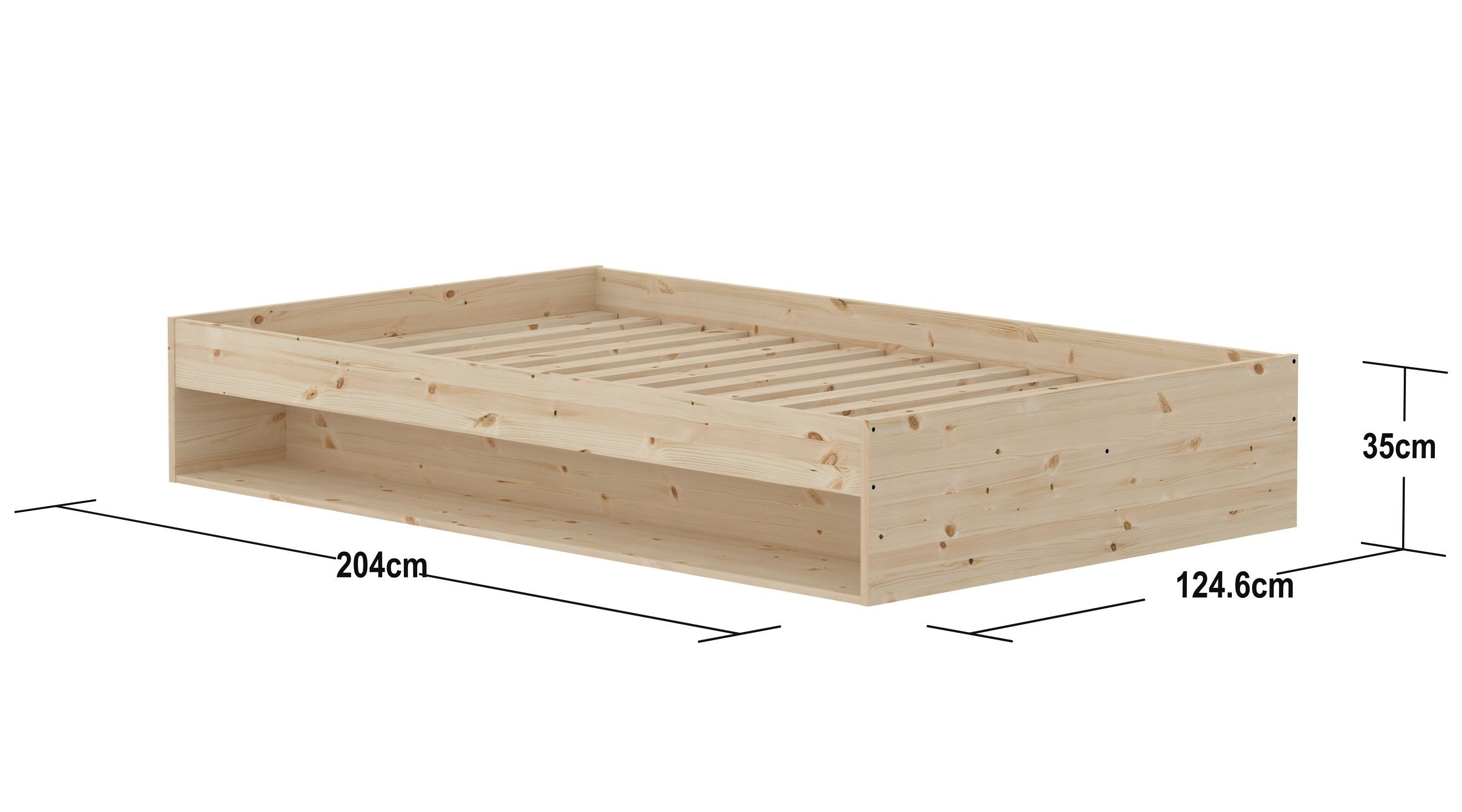 Flexa GROW Bett - Kiefer natur / B: 124.6 cm x T: 204.0 cm x H: 35.0 cm