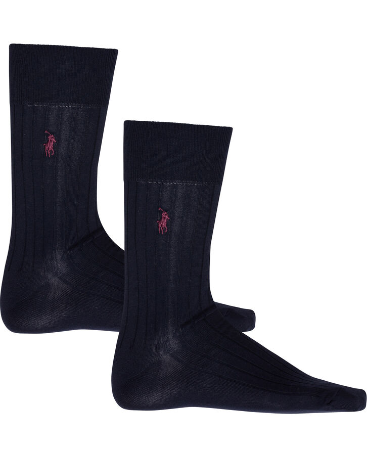Polo Ralph Lauren Ribbed Trouser Socks 2-Pack Mørkeblå
