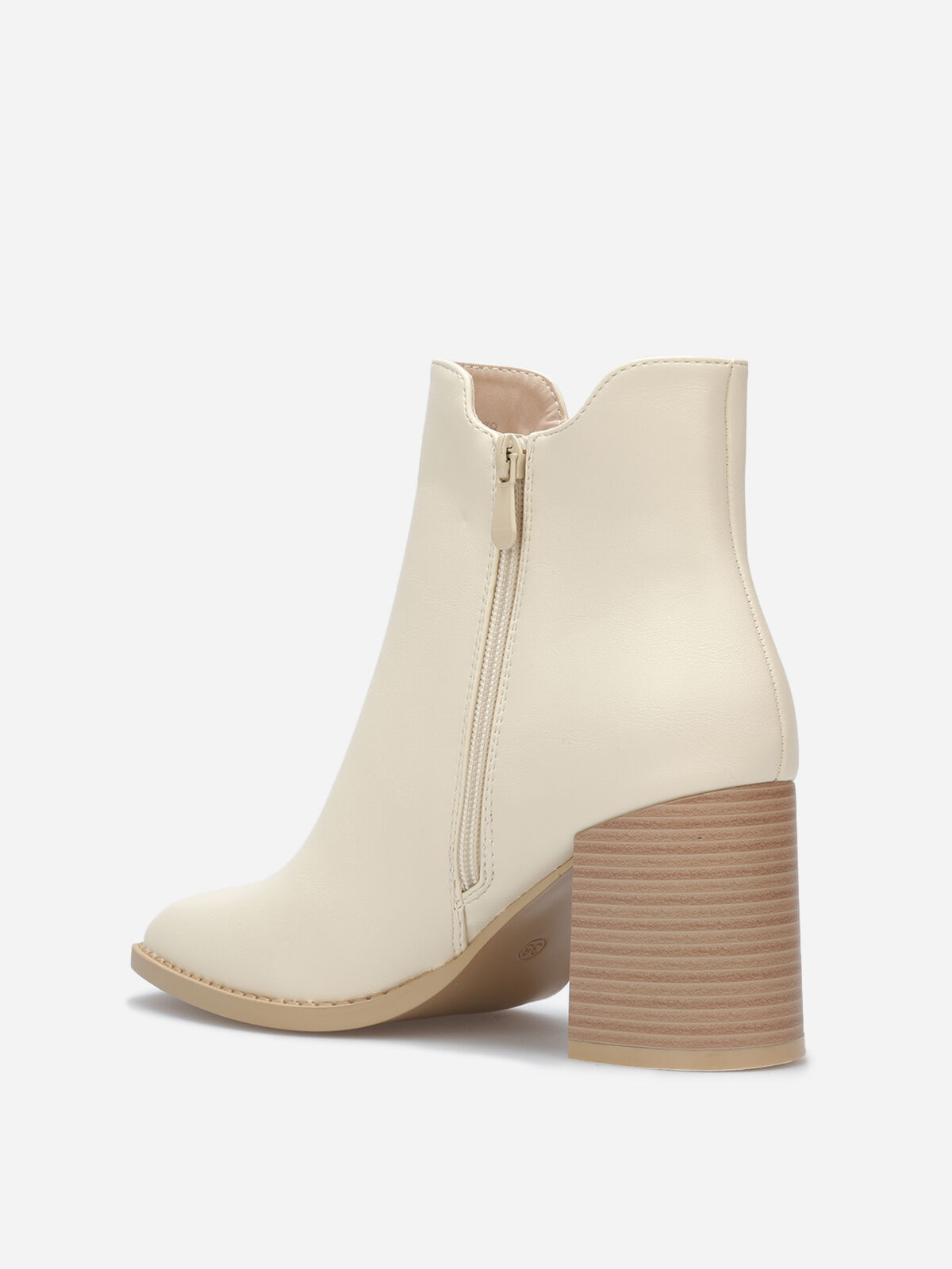 Chelsea à talon et bout carrés- Beige