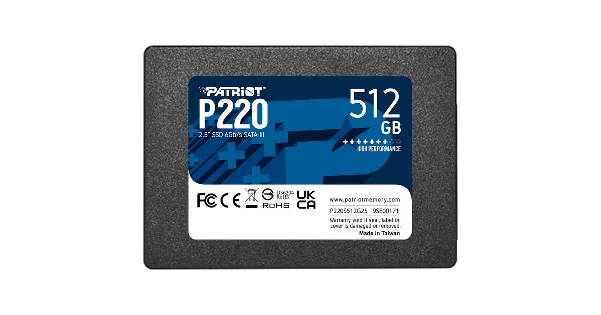 PatriotP220 512 GB SSD  (Zwart, SATA III 6 Gb/s)