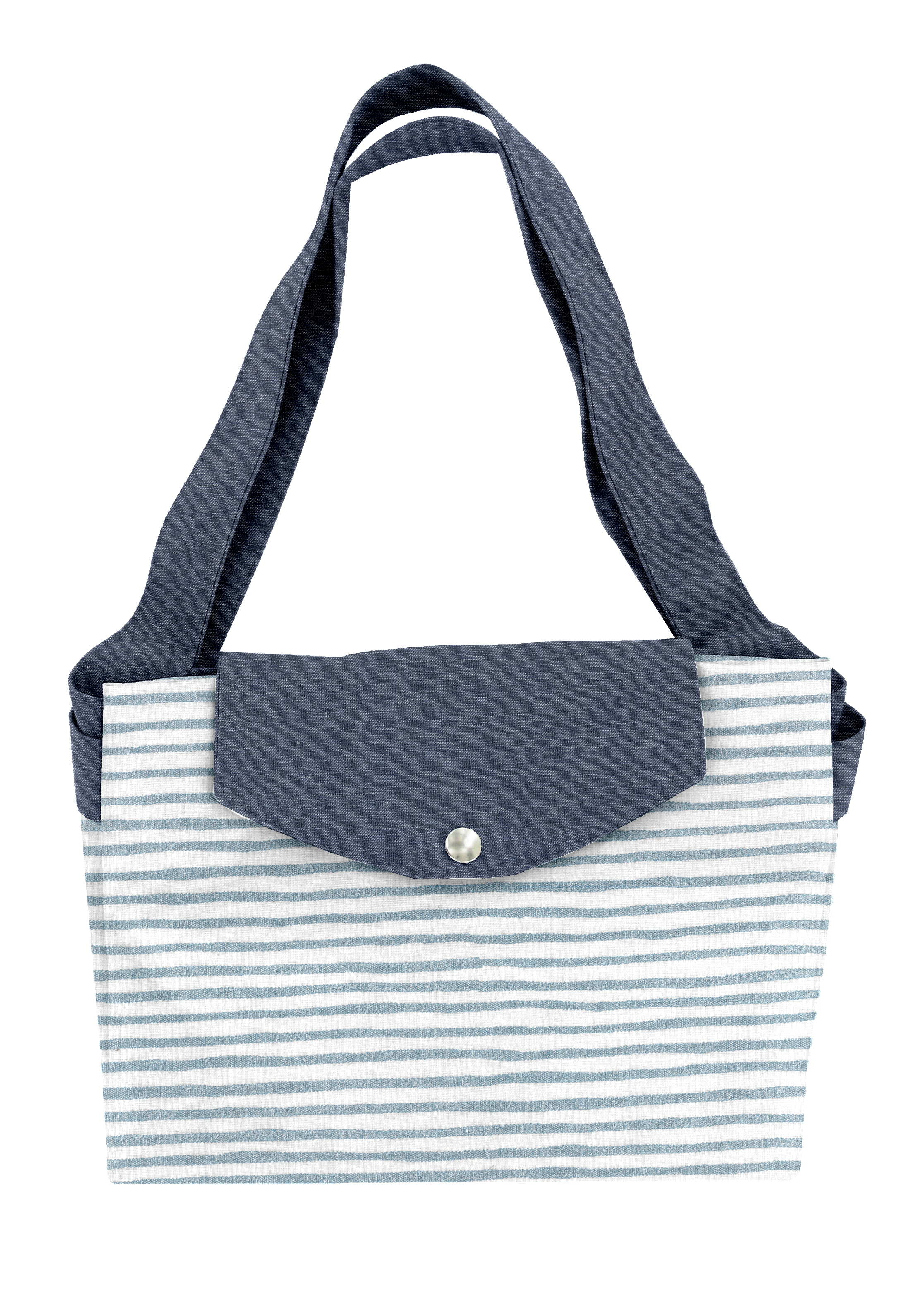 Grand Sac Cabas En Tissu Rayé Bleu Blanc