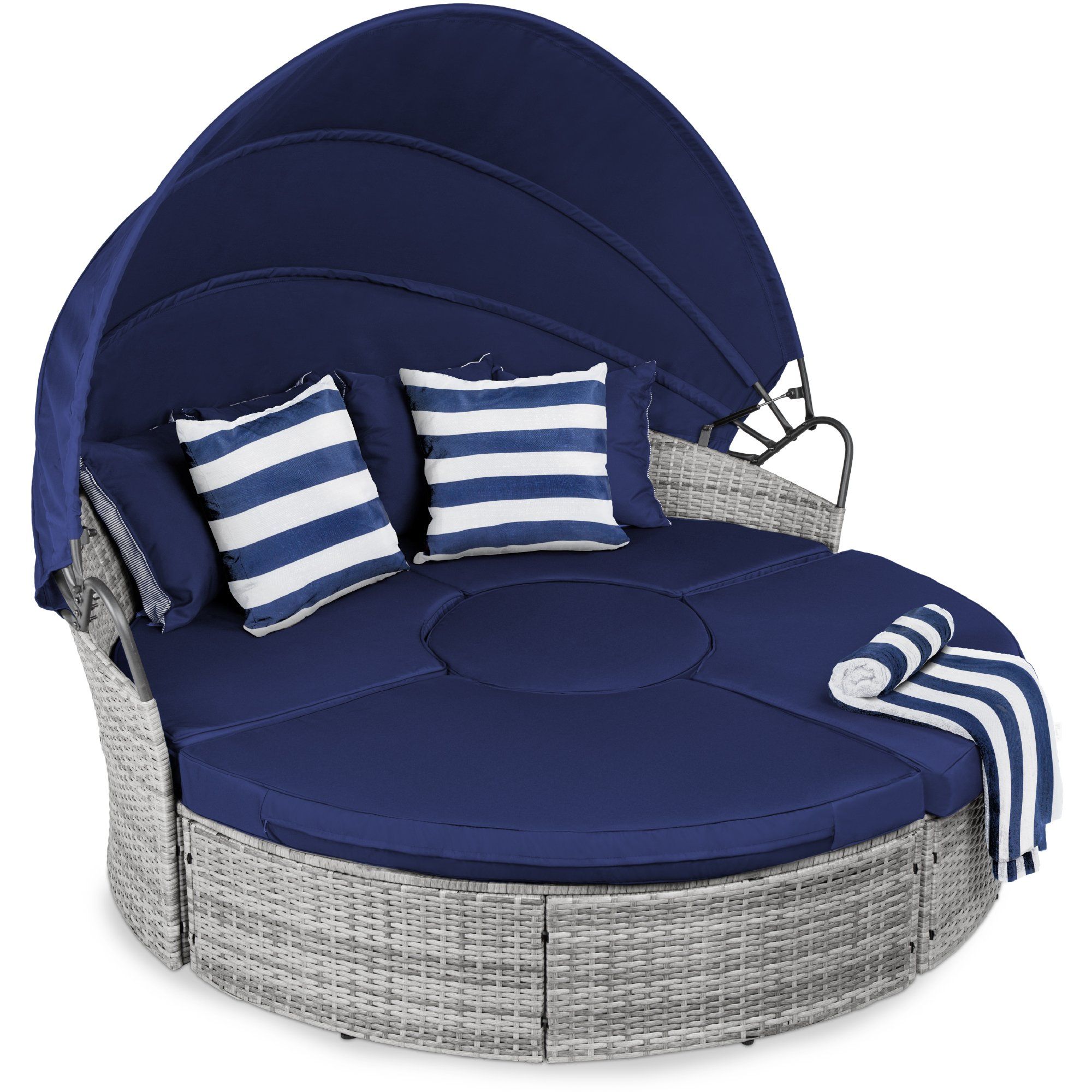 Couche de lit de jour en osier 2 en 1, 5 pièces W/sièges réglables, verrière, couverture
