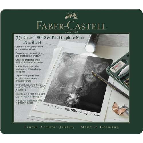 FABER-CASTELL PITT Graphite Matt & Castell 9000-Set im Metalletui
