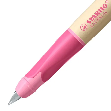 Schulfüller ergonomisch für Rechtshänder mit Anfänger-Feder A - STABILO EASYbirdy Timber in pink - inkl. Patrone
