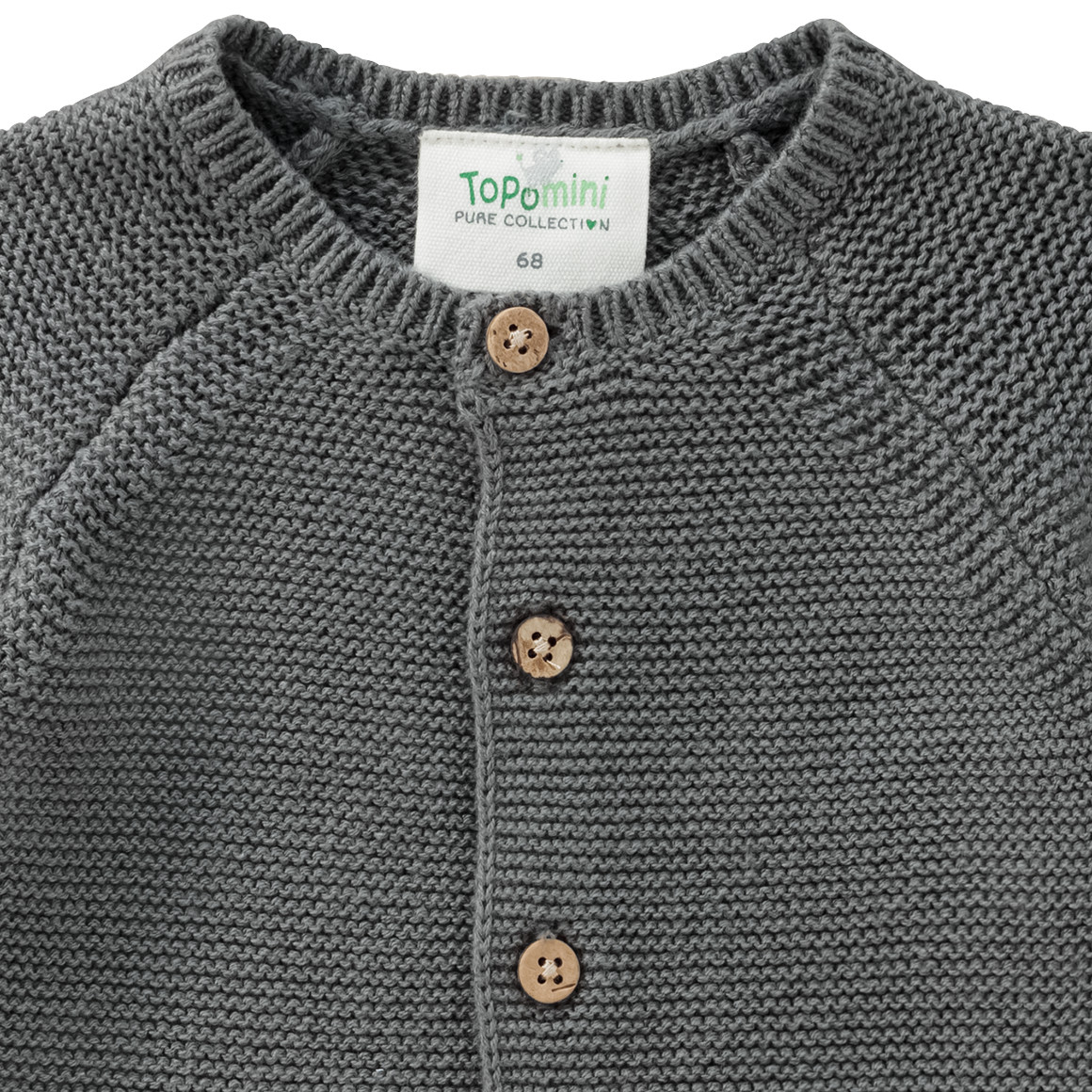 Topomini Pure Collection Newborn Strickjacke mit Knopfleiste grau