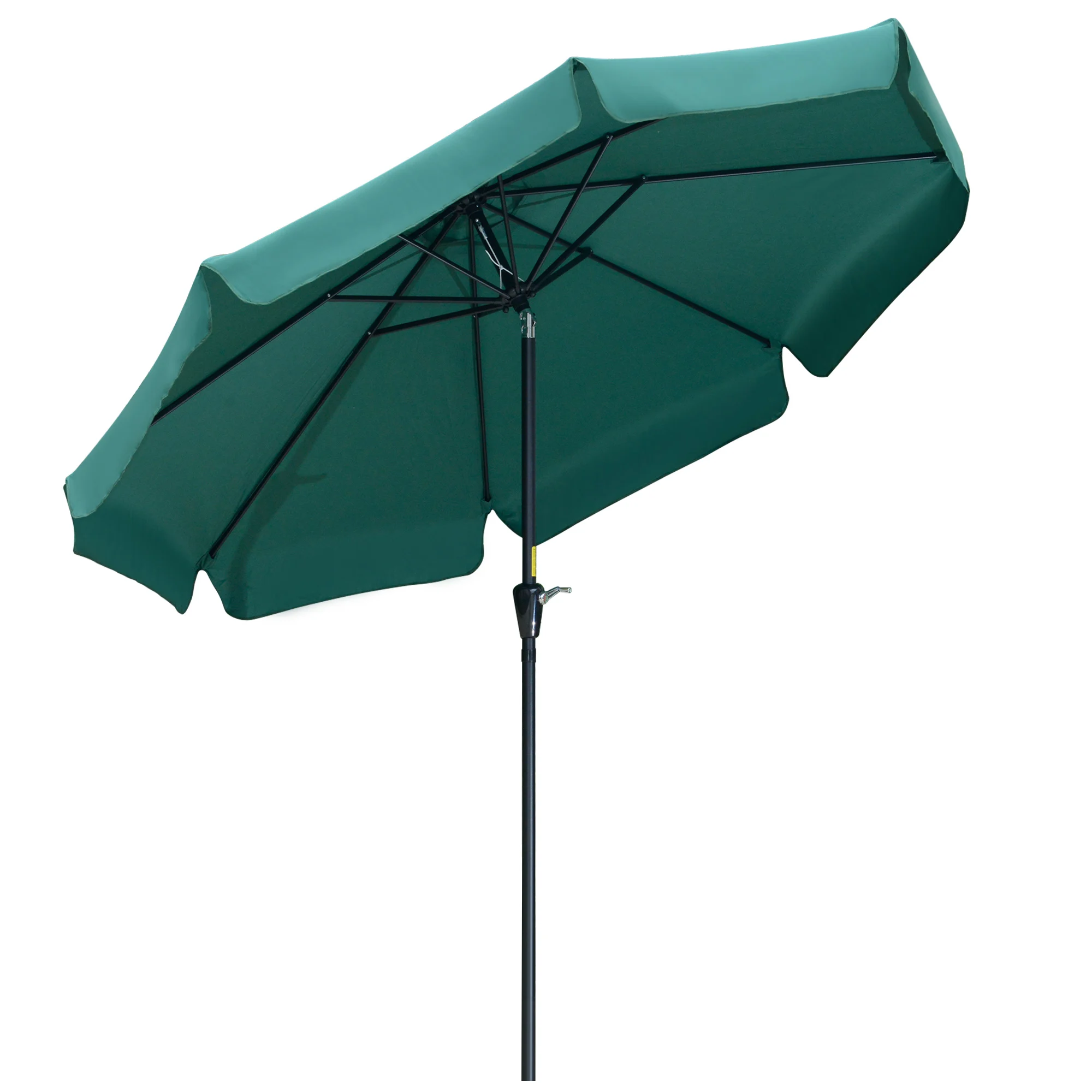 Guarda-sol de jardim Outsunny Ø266x250 cm em alumínio com ângulo ajustável, proteção UV50+, cobertura ventilada e manivela para pátio, varanda e área externa na cor verde.